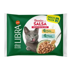 Libra Gato Saquetas Com Pedaços E Molho De Frango E Peru